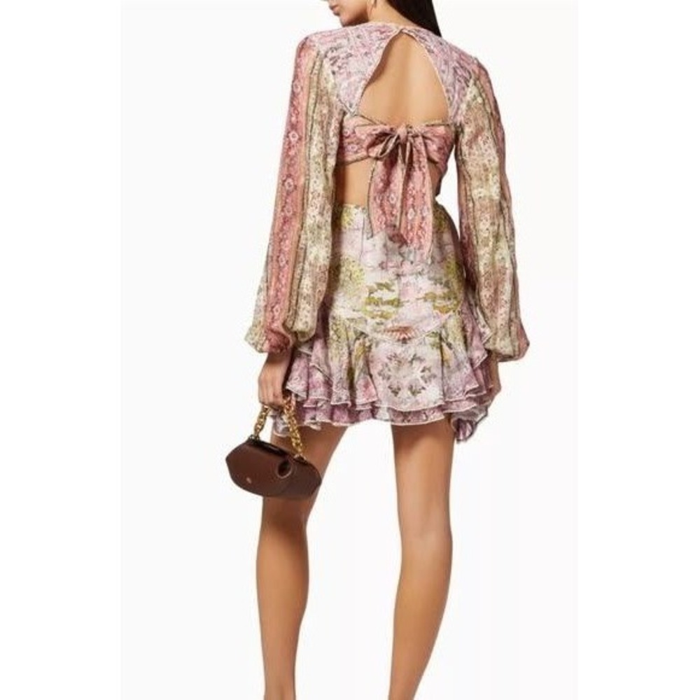 Hemant & Nandita Maya Mini Dress XL Open Back Tiered Ruffle Boho Party Resort - Picture 2 of 16